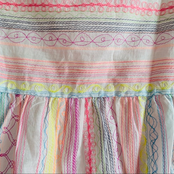 Anthropologie Letty Embroidered colorful stitching Babydoll Top blouse - Picture 14 of 16